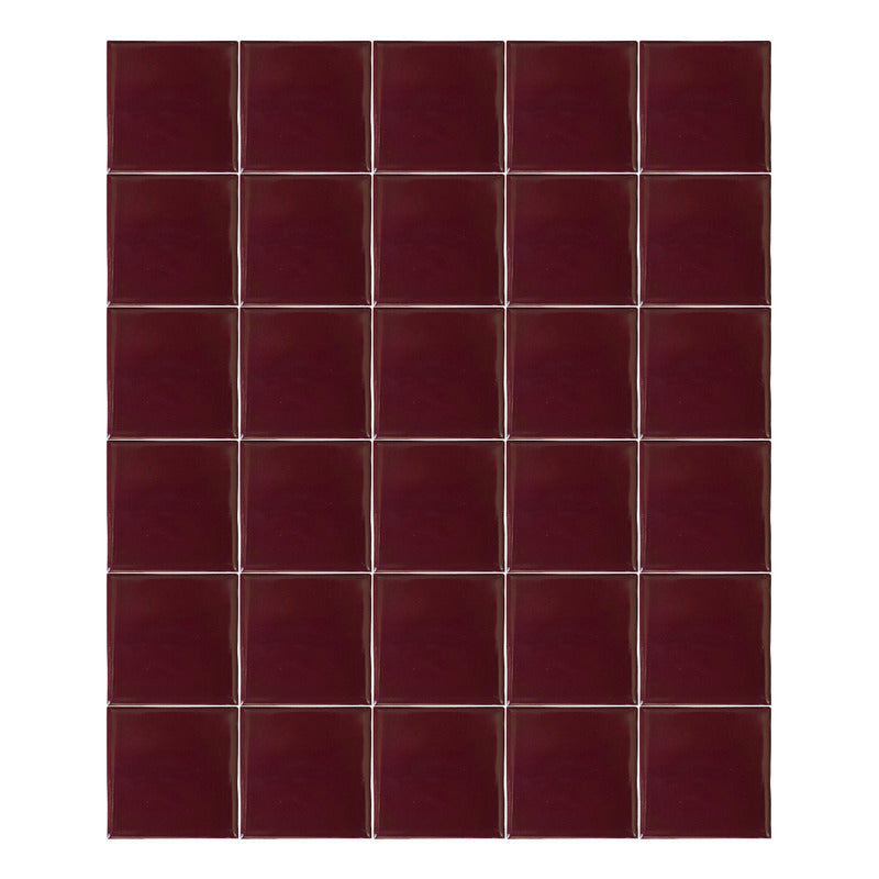 Azulejo 10.5cm Artesanal Talavera Liso 90pz Vino