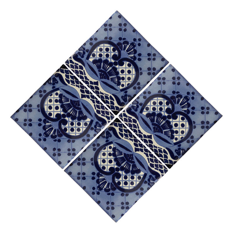 Azulejo 10.5cm Artesanal Tipo Talavera Liso 90pz #acln-27