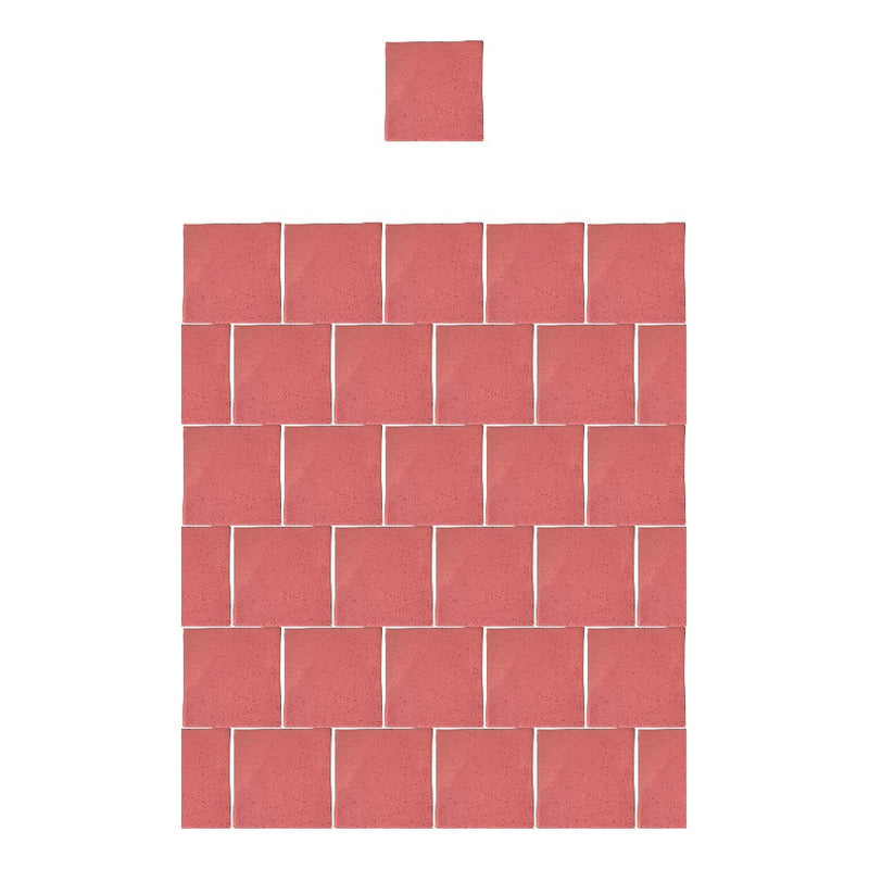 Azulejo 15.5cm Artesanal Talavera Liso 44pz Colores Rosa Jaspe