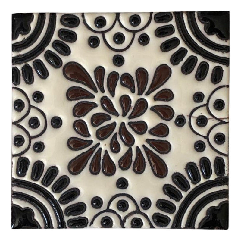 Azulejo 11cm Artesanal Tipo Talavera Relieve 90pz #acrs-33