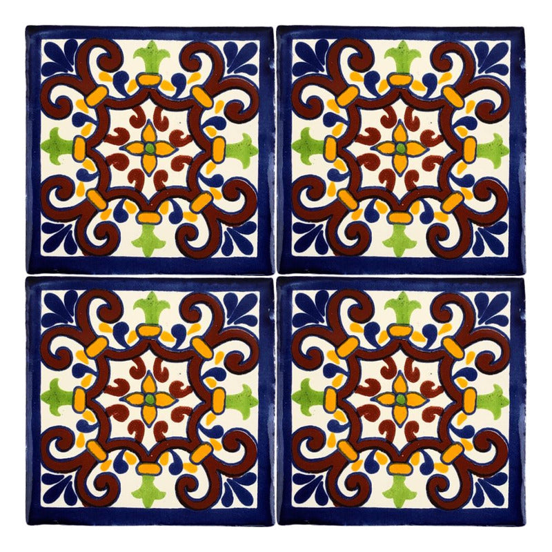 Azulejo 10.5cm Artesanal Tipo Talavera Liso 90pz #acln-49