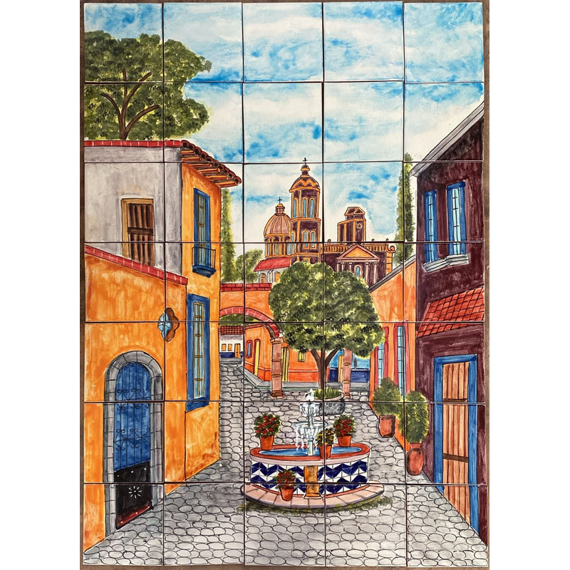 Mural 35pz Azulejo Artesanal Tipo Talavera Liso #m035-58 M035-58