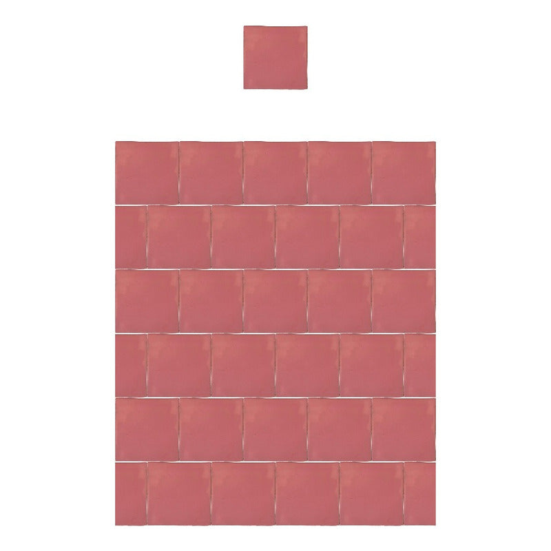 Azulejo 15.5cm Artesanal Talavera Liso 44pz Colores Rosa Normal