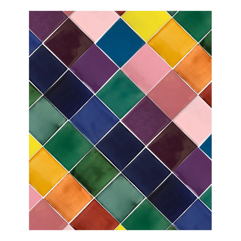 Azulejo 10.5cm Artesanal Tipo Talavera Liso 90pz Surtido S09