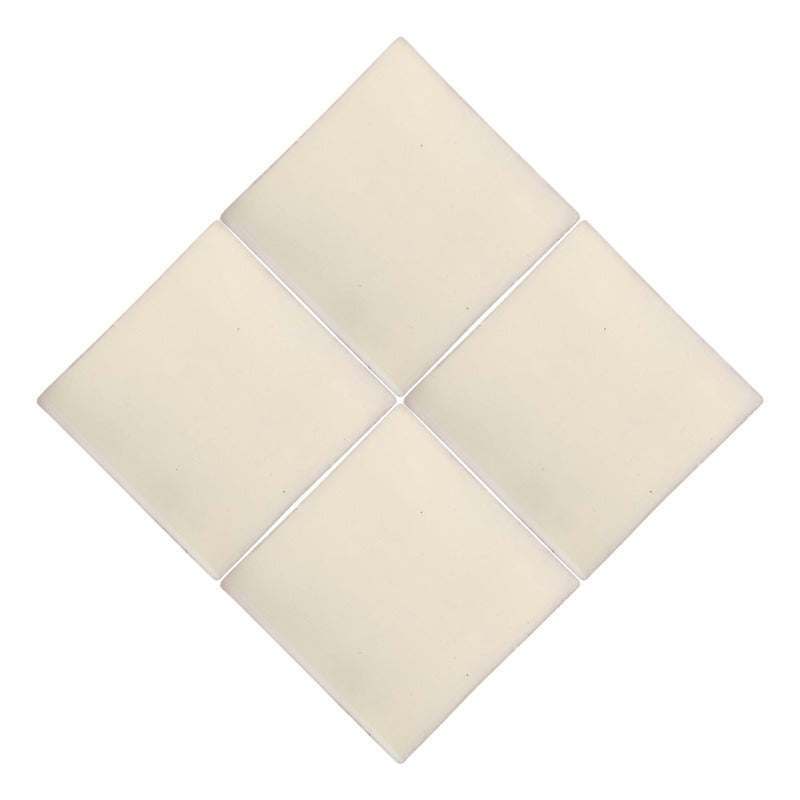 Azulejo 10.5cm Artesanal Talavera Liso 90pz Blanco Mexicano