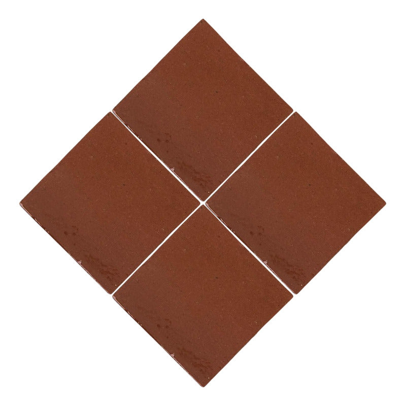 Azulejo 10.5cm Artesanal Talavera Liso 90pz Terracota