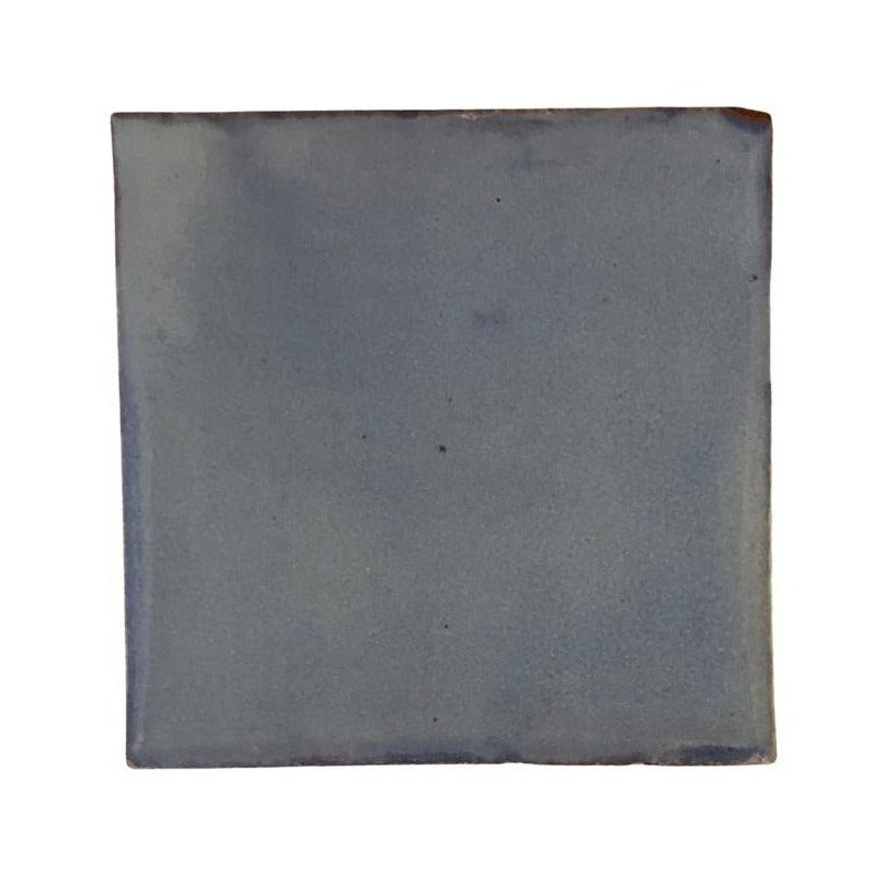 Azulejo 15.5cm Artesanal Talavera Liso 44pz Colores Azul Claro Sobre Blanco