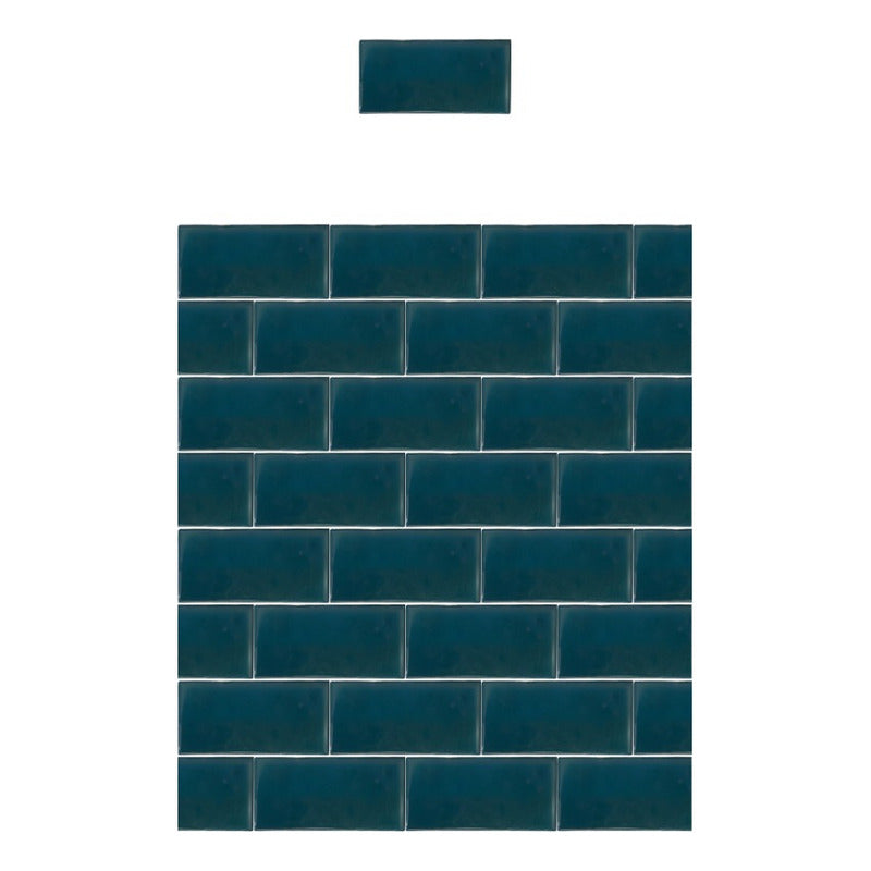 Azulejo 7.5cmx15.5cm Artesanal Talavera Liso 86pz Verde Pavo