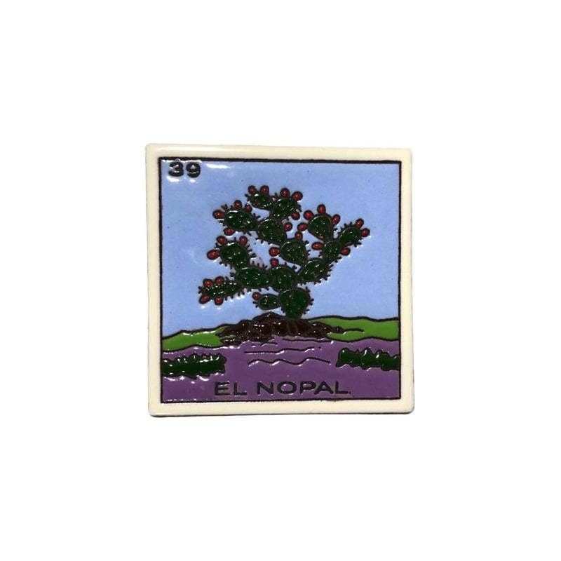 Lotería Azulejo Artesanal Tipo Talavera Relieve 10pz #alrn01 El Nopal