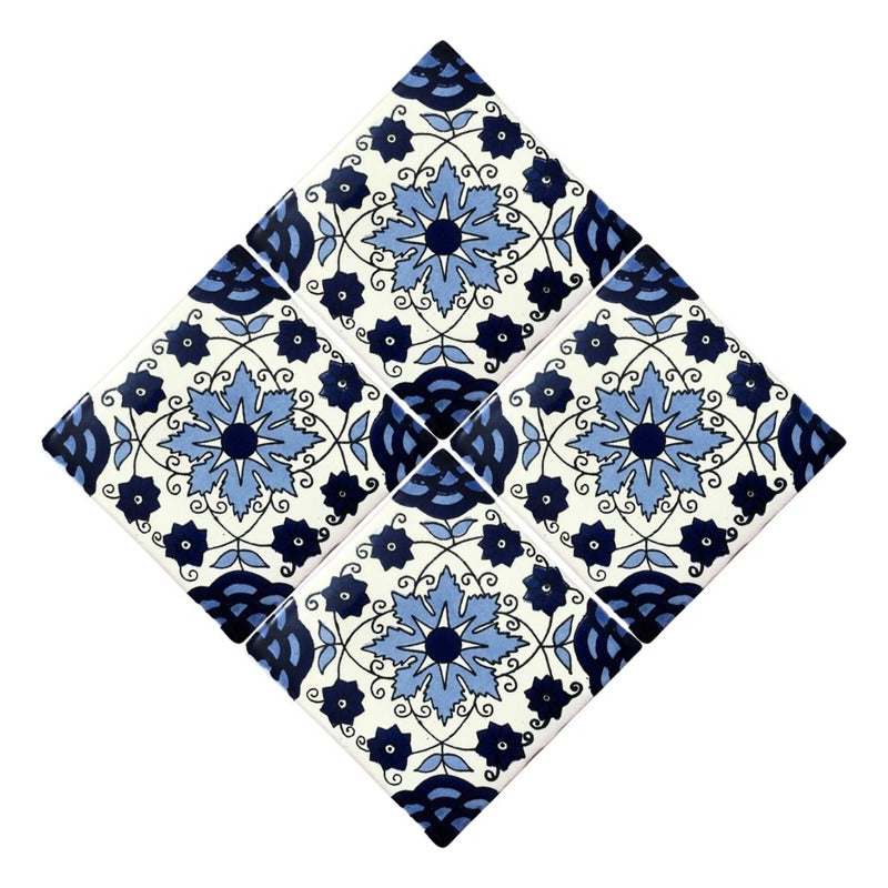 Azulejo 10.5cm Artesanal Talavera Liso 90pz #acln-54