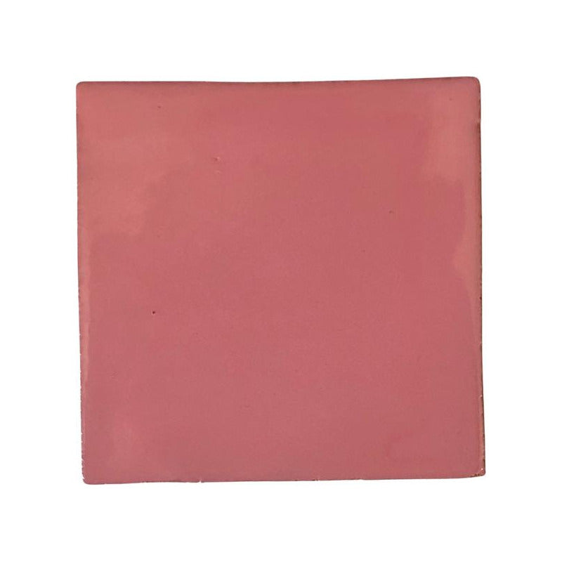 Azulejo 10.5cm Artesanal Talavera Liso 90pz Rosa Normal