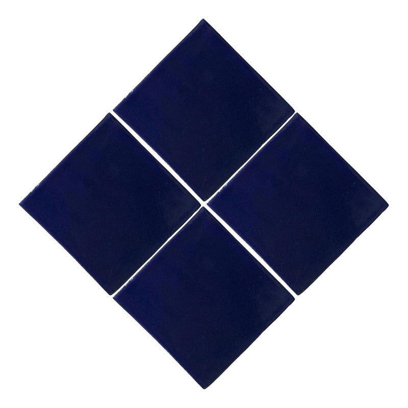 Azulejo 10.5cm Artesanal Talavera Liso 90pz Azul Cobalto