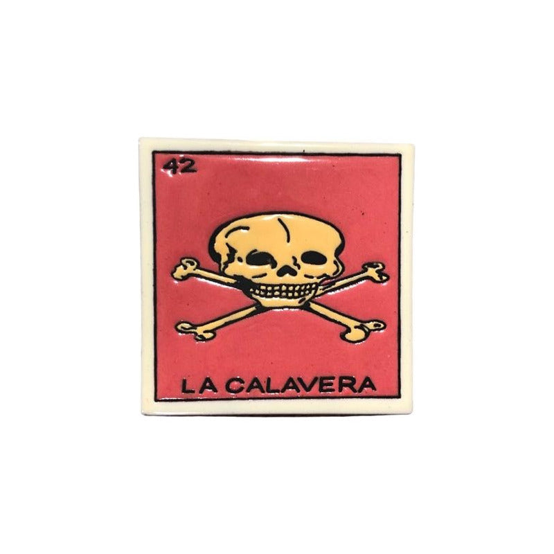 Lotería Azulejo Artesanal Tipo Talavera Relieve 10pz #alrn01 La Calavera