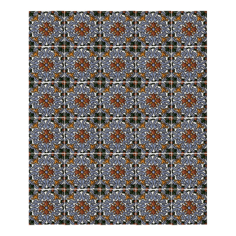 Azulejo 11cm Artesanal Tipo Talavera Relieve 90pz #acrs-09