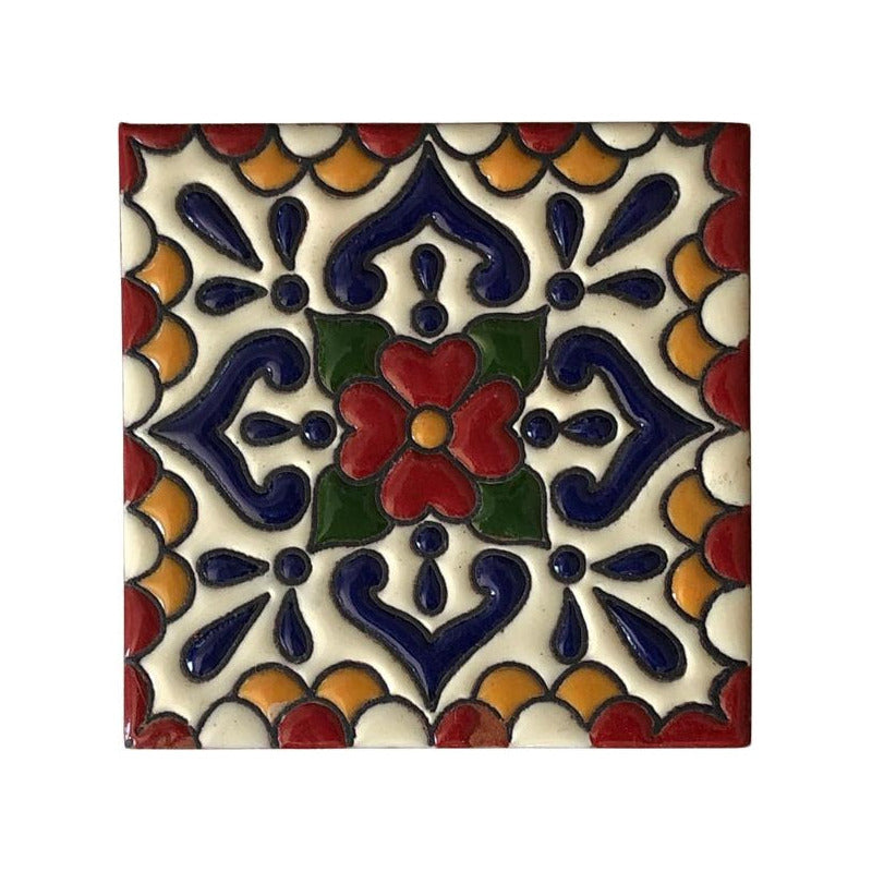 Azulejo 11cm Artesanal Tipo Talavera Relieve 40pz #acrs Acrs-22