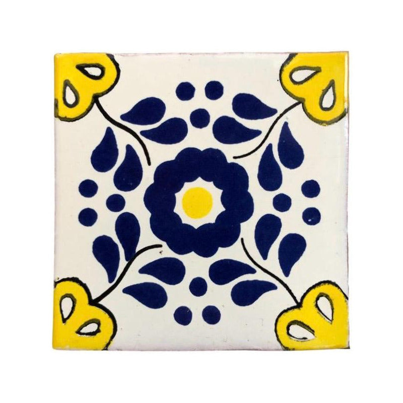 Azulejo 10.5cm Artesanal Tipo Talavera Liso 90pz #acln-36