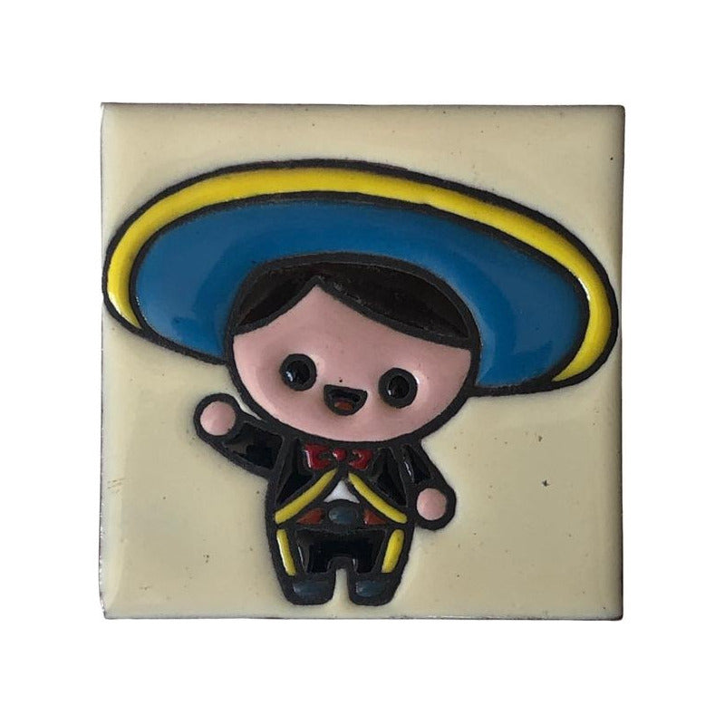 Azulejo 11cm Artesanal Tipo Talavera Relieve 10pz #acrn Acrn-17