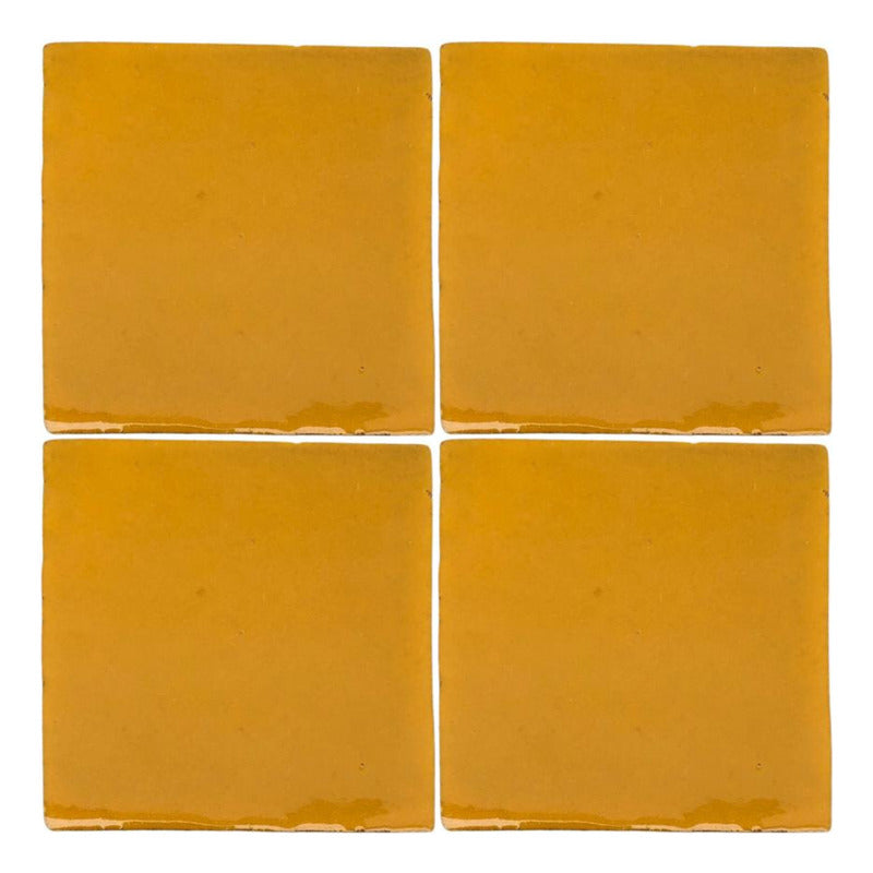 Azulejo Artesanal Talavera Liso 90pz Amarillo Mostaza