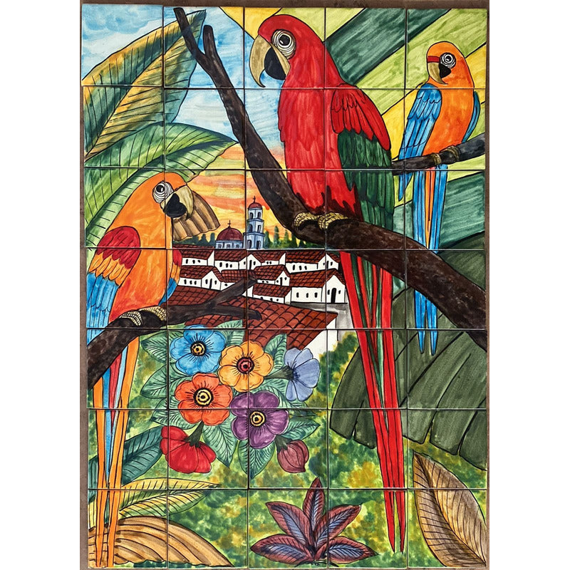 Mural 35pz Azulejo Artesanal Tipo Talavera Liso #m035-123 M035-123.05