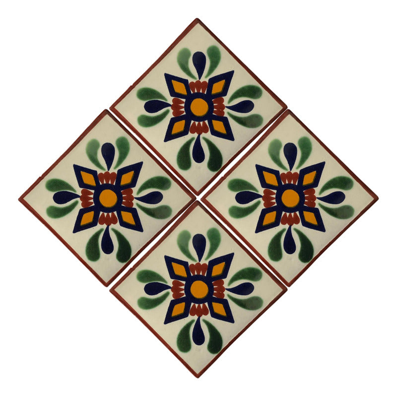 Azulejo 10.5cm Artesanal Tipo Talavera Liso 90pz #acln-20