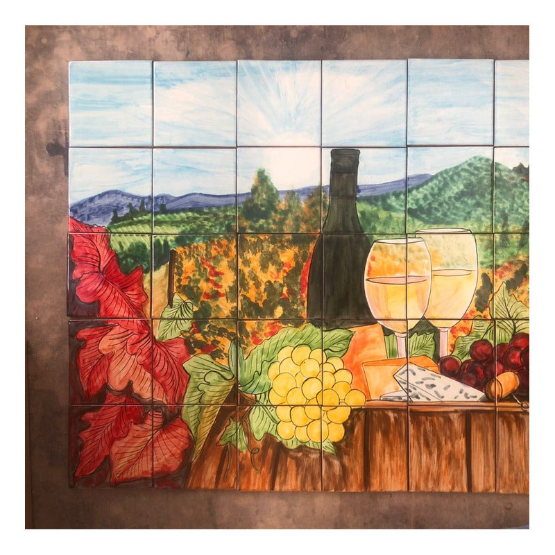 Mural 35pz Azulejo Artesanal Tipo Talavera Liso #m035-100 Variado