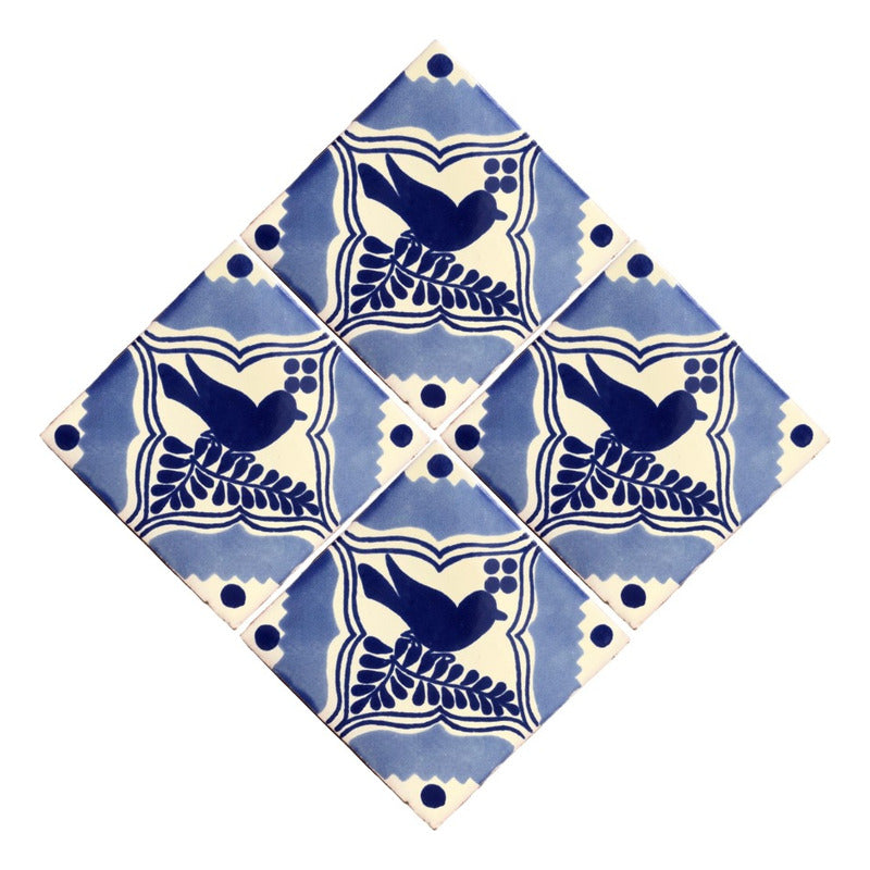Azulejo 10.5cm Artesanal Tipo Talavera Liso 90pz #acls-123