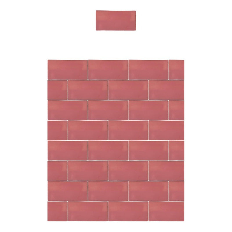 Azulejo 7.5cmx15.5cm Artesanal Talavera Liso 86pz Rosa