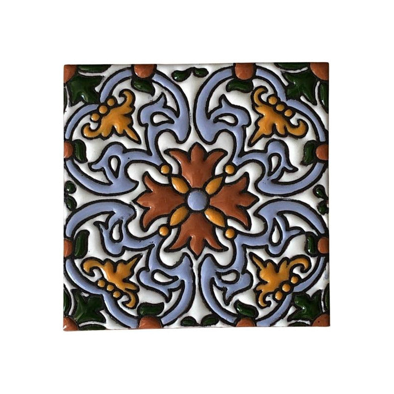 Azulejo 11cm Artesanal Tipo Talavera Relieve 70pz #acrs Acrs-09
