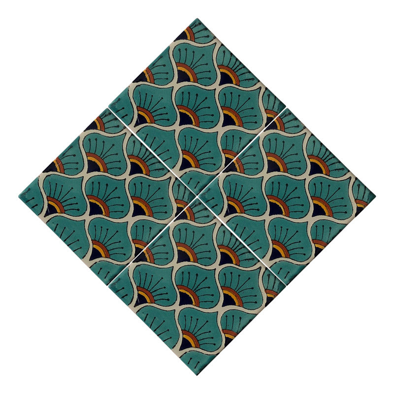 Azulejo 10.5cm Artesanal Tipo Talavera Liso 90pz #acln-42