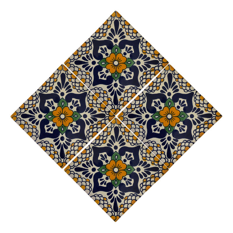 Azulejo 10.5cm Artesanal Tipo Talavera Liso 90pz #acln-37
