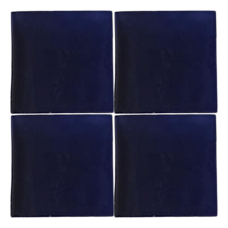 Azulejo Artesanal Tipo Talavera Liso 90pz Colores Azul Brilloso