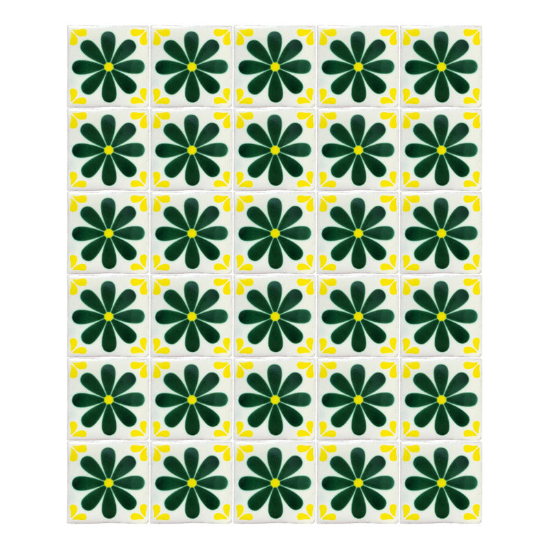 Azulejo 10.5cm Artesanal Tipo Talavera Liso 90pz #acls-102