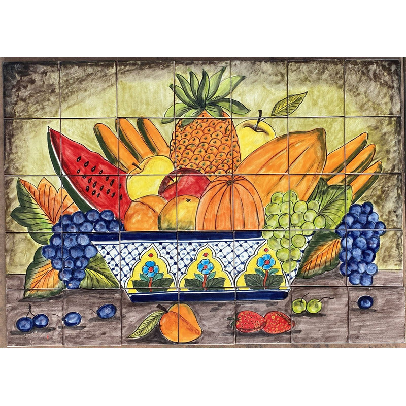 Mural 35pz Azulejo Artesanal Tipo Talavera Liso #m035-114 M035-114