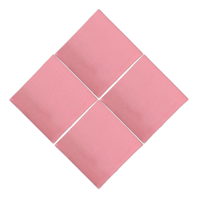 Azulejo 10.5cm Artesanal Tipo Talavera Liso 90pz Colores  Rosa 64