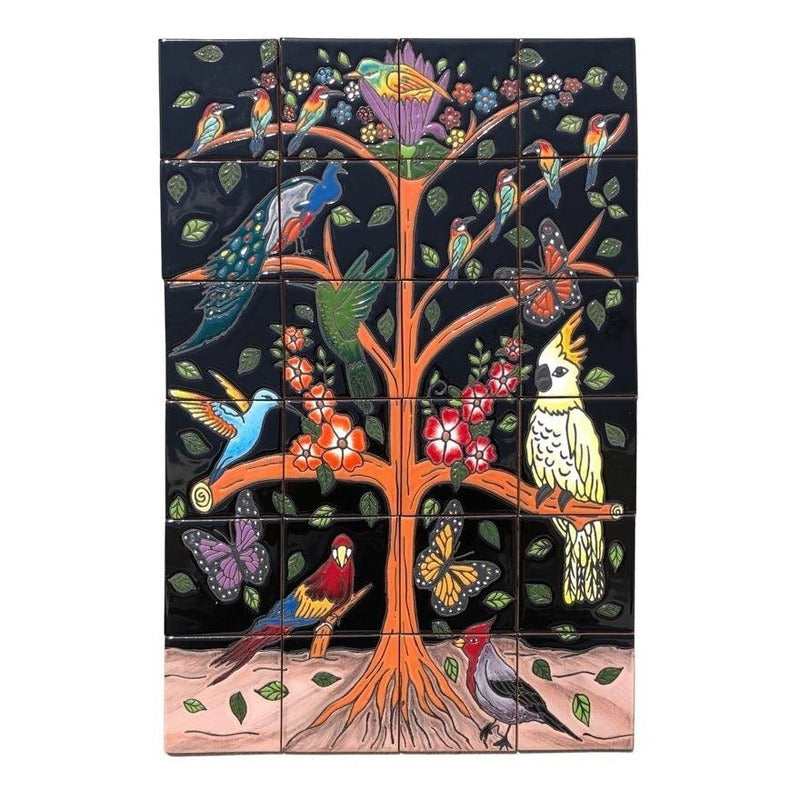 Mural 24pz Azulejo Artesanal Tipo Talavera Relieve #03