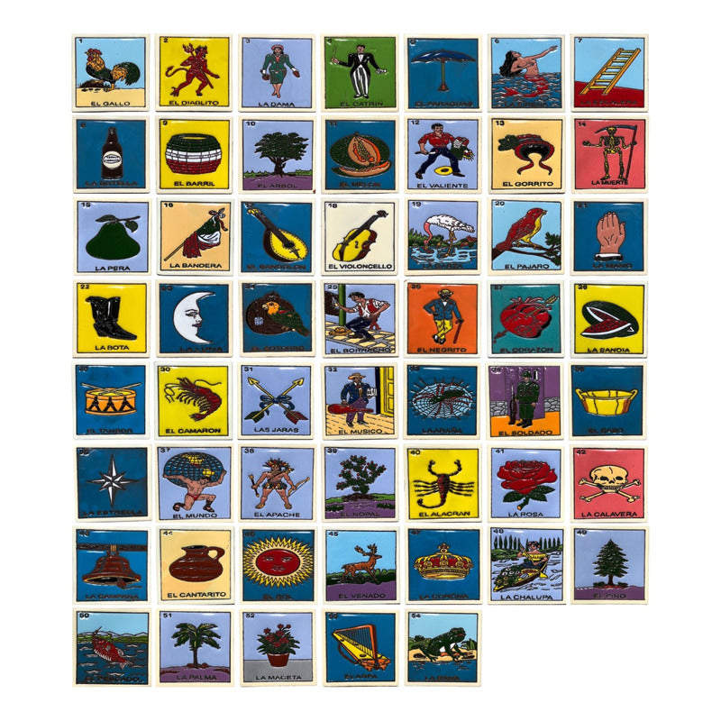 Loteria Azulejo 11cm Talavera Relieve 54pz #alrn-01