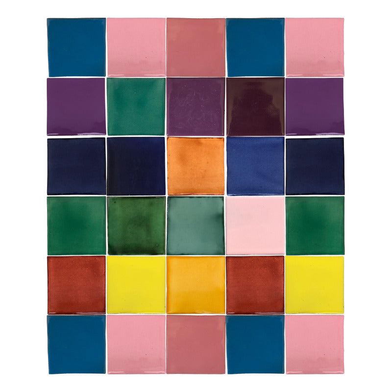 Azulejo 10.5cm Artesanal Tipo Talavera Liso 90pz Surtido S13