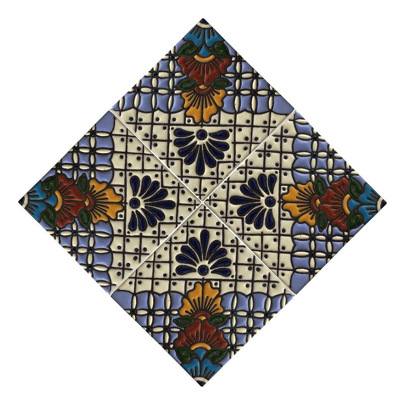 Azulejo 11cm Artesanal Tipo Talavera Relieve 90pz #acrs-19