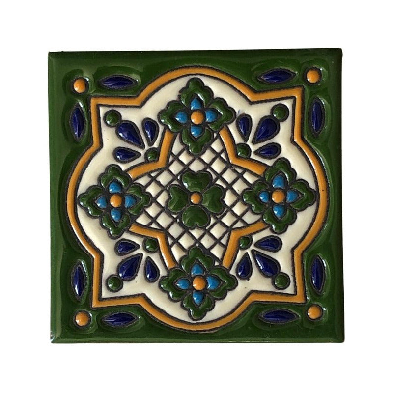 Azulejo 11cm Artesanal Tipo Talavera Relieve 40pz #acrs Acrs-39