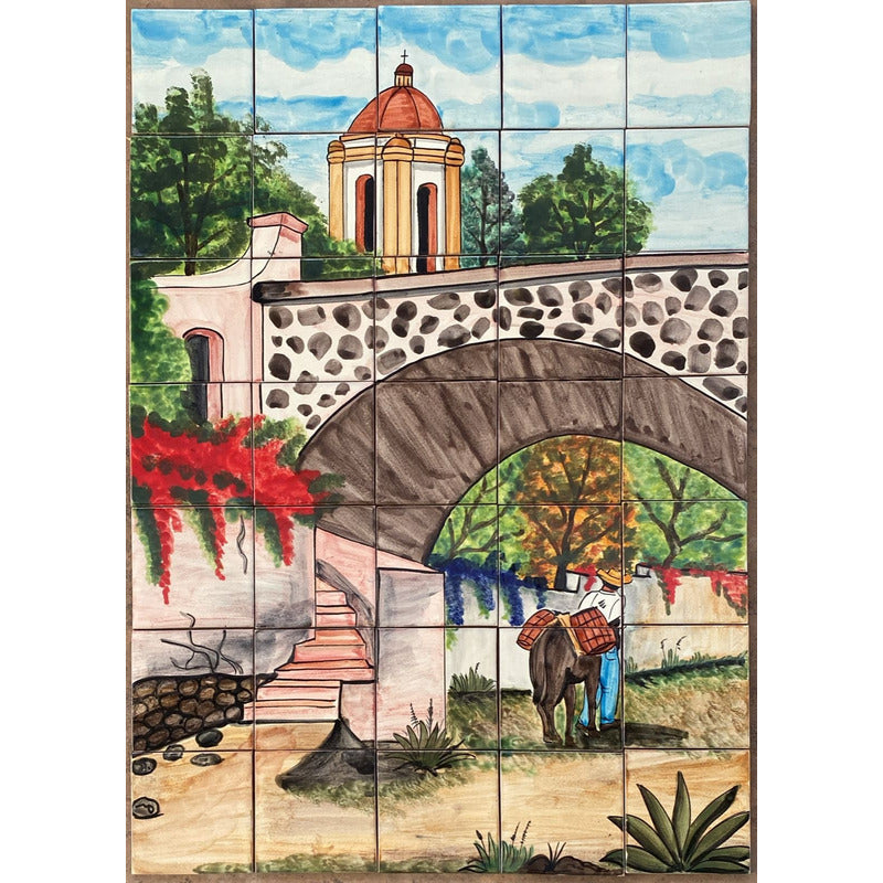 Mural 35pz Azulejo Artesanal Tipo Talavera Liso #m035-69 M035-69.11