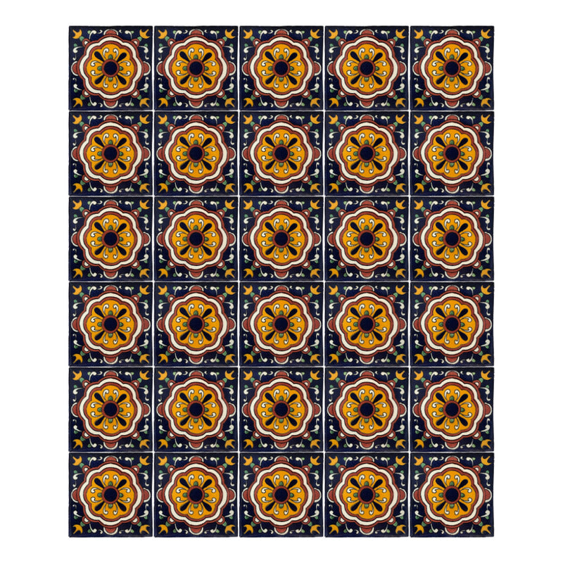 Azulejo 10.5cm Artesanal Tipo Talavera Liso 90pz #acln-59