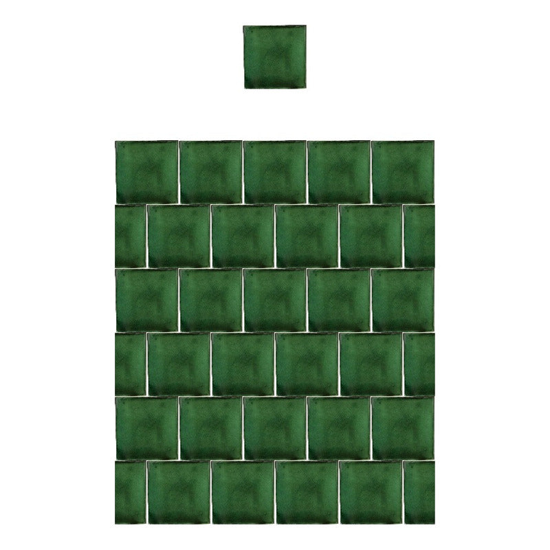 Azulejo 15.5cm Artesanal Talavera Liso 44pz Colores Verde Sobre Blanco