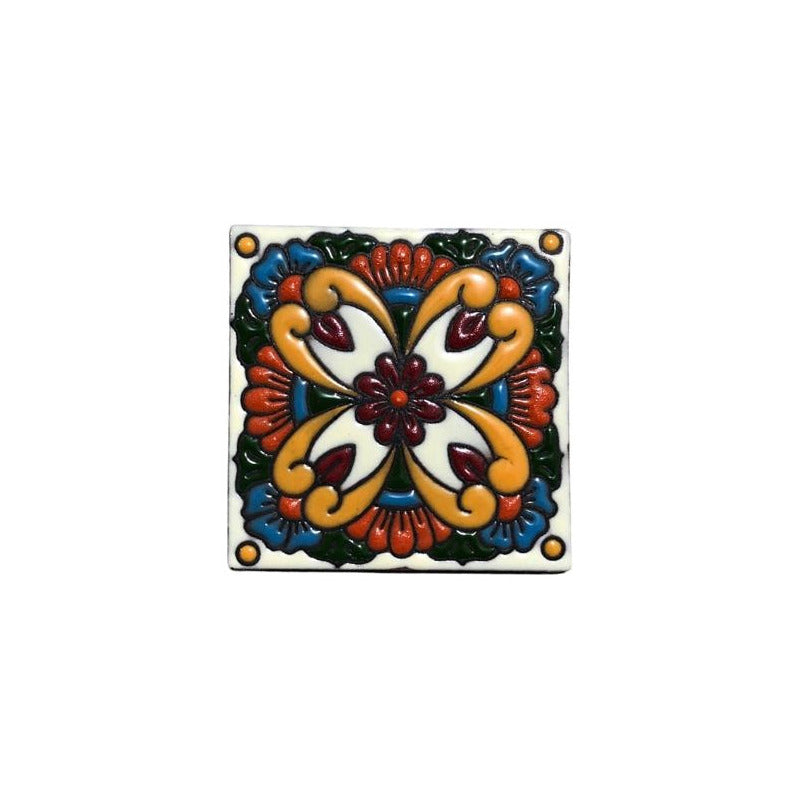 Azulejo 11cm Artesanal Tipo Talavera Relieve 50pz #acrs Acrs-43