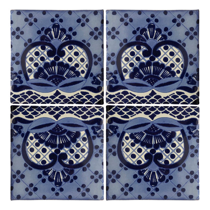 Azulejo 10.5cm Artesanal Tipo Talavera Liso 90pz #acln-27