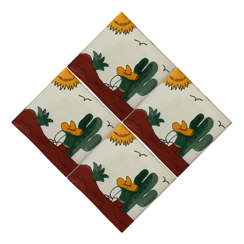 Azulejo 10.5cm Artesanal Talavera Liso 90pz #acln-17