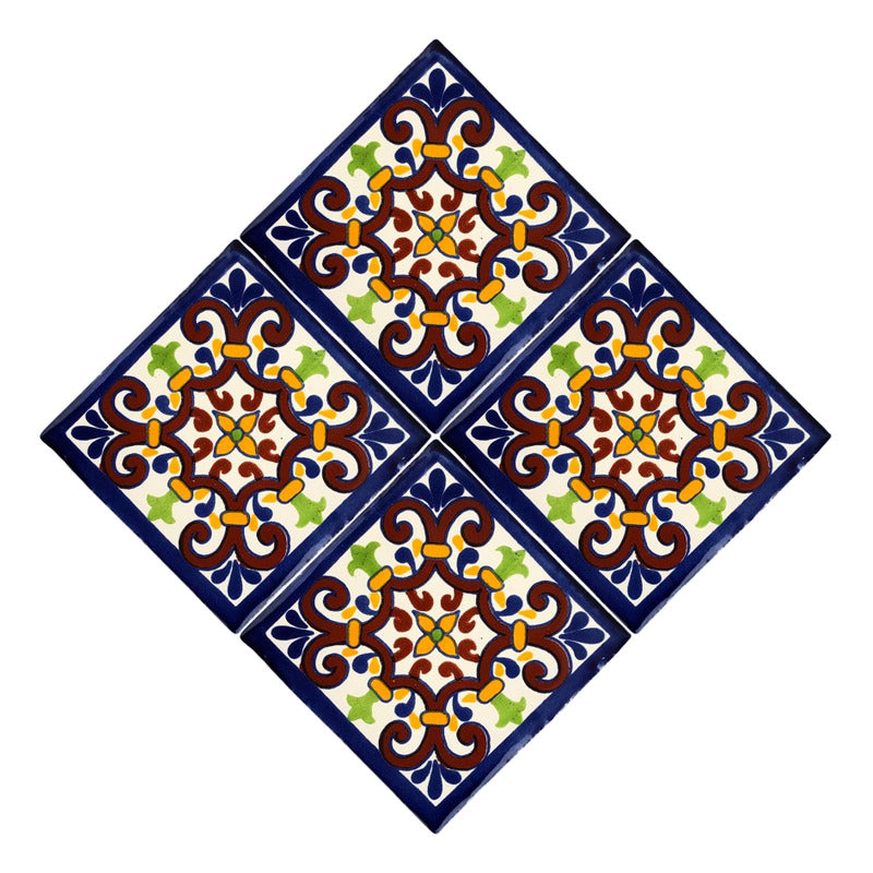 Azulejo 10.5cm Artesanal Tipo Talavera Liso 90pz #acln-49