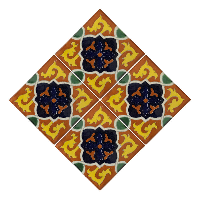 Azulejo 10.5cm Artesanal Tipo Talavera Liso 90pz #acln-30