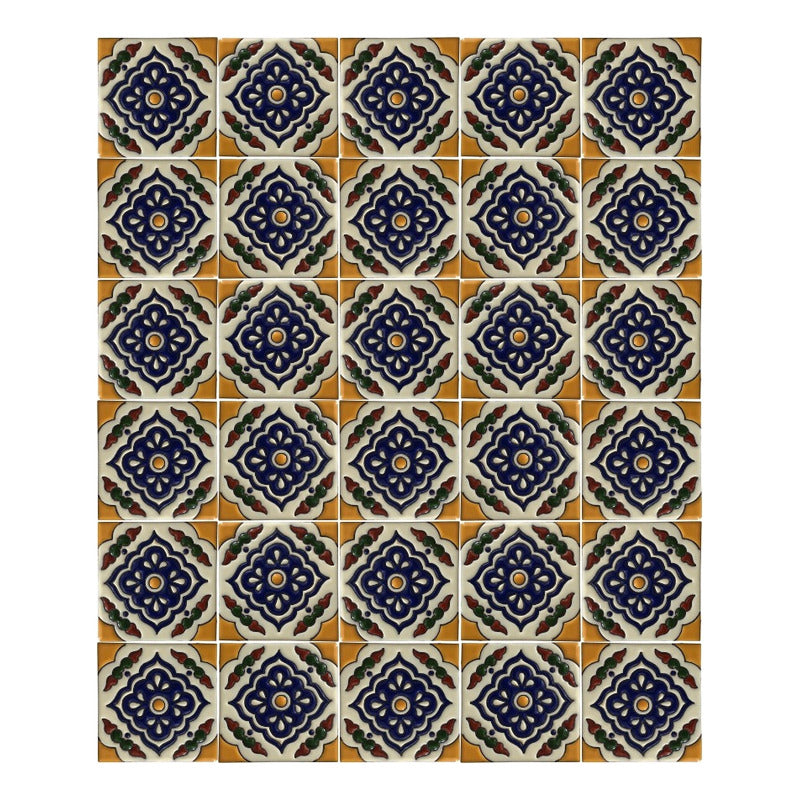 Azulejo 11cm Artesanal Tipo Talavera Relieve 90pz #acrs-14