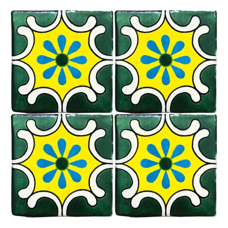Azulejo 10.5cm Artesanal Tipo Talavera Liso 90pz #acln-53