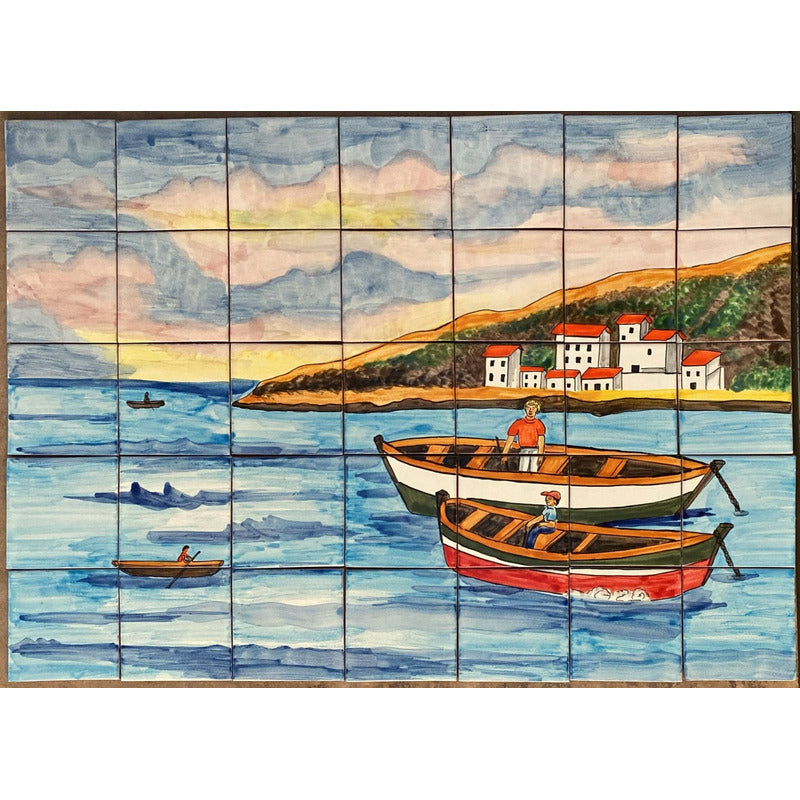 Mural 35pz Azulejo Artesanal Tipo Talavera Liso #m035-45 M035-45.02
